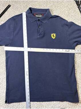 Ferrari Official Product Men's XL Navy Blue Polo Shirt Embroidered Logo